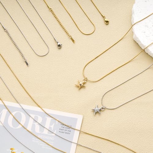 SMYHTGLIF 12 pcs 20 Inches Stainless Steel Jewelry Chain Necklace Bulk Gold Snake Necklace Chain with Adjustable Extender - color: Gold Snake, size: 20 inches