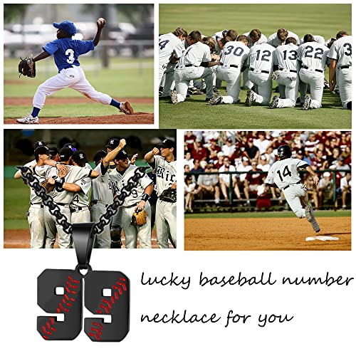 AIAINAGI Baseball Number Necklace - Stainless Steel Chain Pendant for Men Athletes 00-99 Jersey Number Gift - color: Black, style: 3