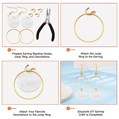 60pcs Round Beading Hoop 35mm Earring Hoops Earrings Beading Hoop Earring Circle Connectors Open Bezel Pendant Frame Earring Finding for DIY Crafts Accessories Supplies Women Gift(Gold) - color: 60pcs;35mm;Gold