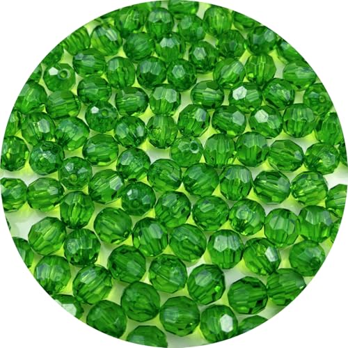 400pcs 8mm Acrylic Round Faceted Beads for Crafts Faceted Spacer Beads for Sewing Crafts Decoration Necklaces Bracelets Earrings Jewelry Making(Hot Green) - color: Hot Green, size: 8mm