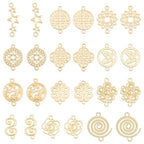 SUPERFINDINGS Baroque Style Links Connectors Gold Double Hole Pendant Connector Flower Flat Round Chinese Knot Connector Charms for DIY Jewelry Making - size: 17-25x9-17mm