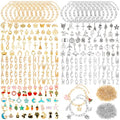 Mckanti 674 Pieces Charm Bracelet Making Kit, Including Paperclip Chain Bracelets, Charms, Jump Rings for DIY Bracelet Making(Gold & Silver)