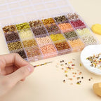ZHIYUXI 7500Pcs Gold Glass Seed Beads Kit for Jewelry Making with Bugle Tube Bead 24 Colors Waist Embroidery Beads for DIY Bracelet Necklace Making Craft Beading Kit - color: C-Gold