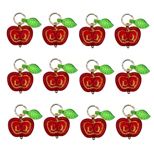 50pcs Glass Pendant Charms - Multicolor Theme Drops for Necklace Craft, Jewelry Making Supplies (Various Styles) - style: Apple
