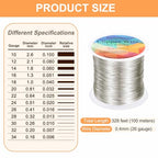 HARFINGTON Wire 328ft Length 26 Gauge Copper Craft Jewelry Wrapping Wire Tarnish Resistant Beading for Jewelry Making Supplies Crafting, White - color: White