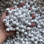 240Pcs White Wood Beads 16mm with Large Hole:6mm for Craft Wood Beads for Art Work (White) - color: White