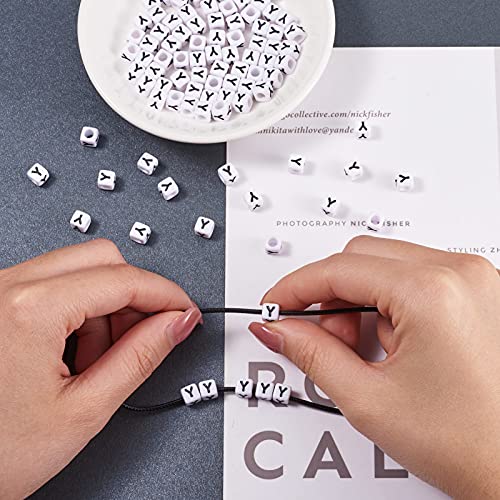 FASHEWELRY 300Pcs Cube White Acrylic Letter Beads 6x6mm Letter Y Alphabet Beads for DIY Bracelet Necklace Jewelry Making - color: Letter Y, size: 6x6x6mm