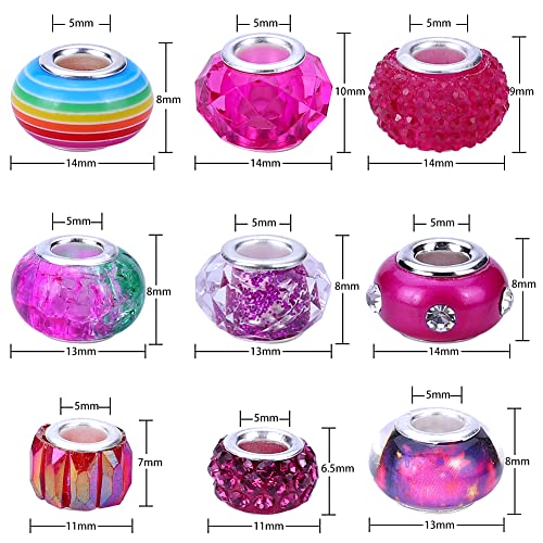 European Large Hole Spacer Charm Fairy Wands Rhinestone Craft Beads for DIY Bracelet Jewelry Making (11 Color 200 Pieces) - color: 11 Color 200 Pieces
