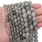 BEADIA Faceted Natural Spectrolite Stone Round Beads 6mm 36cm/Strand for Jewelry Making - color: Spectrolite, size: 6mm