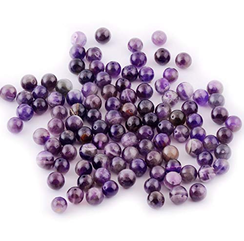 Natural Stone Beads 100pcs 8mm Amethyst Round Genuine Real Stone Beading Loose Gemstone Hole Size 1mm DIY Charm Smooth Beads for Bracelet Necklace Earrings Jewelry Making (Amethyst) - color: Amethyst Purple, size: 8mm