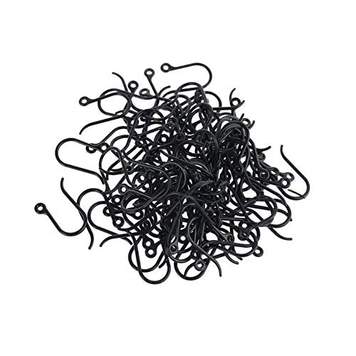 AKOAK 50pc 0.65mm Non-Allergenic Plastic Ear Wire Hooks Earring Findings fit DIY Jewelry (Black) - color: Black