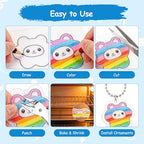 Auihiay 178 PCS Shrinky Paper Keychain Kit for Mother's Day, 25 PCS Shrinky a Dink Sheets with Hole Punch, Pencils, Keychains, Shrink Plastic Sheets for DIY Crafts for Adults and Teens - size: 178pcs