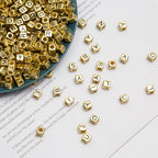 1000pcs Square Letter Beads for Bracelets, 6x6mm Gold Cube Alphabet A-Z Beads for Jewelry Making Friendship Bracelets (Cube Gold) - color: 6x6mm gold
