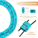 1Strand Rectangle Synthetic Turquoise Beads 2 Hole Gemstone Tila Beads Natural Stone Connector Beads for DIY Multi-Strand Necklace Bracelet Jewelry Making - color: Synthetic Turquoise