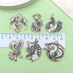 Sailanzi 12pcs Alloy enamel black Gothic style animal flying dragon fox series Pendant Jewelry Making DIY Keychain Earrings Pendant Various Design Charms for Jewelry Making Bracelets Necklace (SN981) - color: SN981