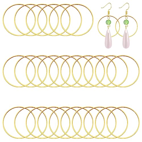 60pcs Earrings Beading Hoop 30mm Round Earrings Findings Round Beading Hoop Open Bezel Pendant Frame Hypoallergenic Earring Beadings Hoops for Jewelry Making DIY Crafts Art Creation Gift(Gold) - color: 60pcs;30mm;Gold