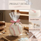 12-Pack Baseball Jewelry Box Bulk Team Gifts for Girls & Moms, White Round Mini Travel Jewelry Case with Red Stitching, Senior Night Tournament Gifting, Baseball Mom Accessories - style: Baseball