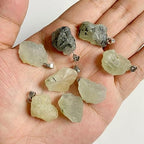 10pcs Irregular Raw Natural Prehnite Rock Stone Pendant Healing Crystal Chakra Gemstone Charm for Jewelry Making DIY Necklace Earrings Accessories Reiki - color: Prehnite
