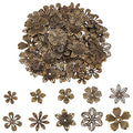 PandaHall 200pcs Flower Spacer Beads, 10 Styles Iron Flower Bead Cap Filigree Tibetan End Caps for DIY Earrings Bracekets Necklace Jewelry Craft Making Supplies, Antique Bronze - color: Antique Bronze