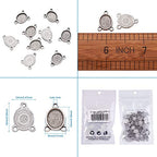 FASHEWELRY 100Pcs Tibetan Style Alloy Oval Bezel Pendant Trays 8x10mm Chandelier Components Links 3 Loops Base Connector Settings for DIY Jewelry Making - color: 8x10mm-100Pcs