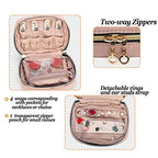 Teamoy Mini Jewelry Travel Case, Storage Organizer Bag for Earrings, Necklace, Rings, Misty Rose - color: Misty Rose