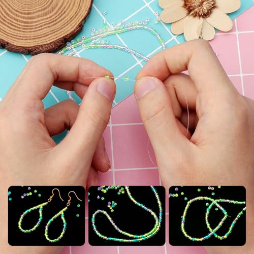 4000pcs Glow Seed Beads - 10 Colors, 3mm Luminous Glow in Dark Glass Beads for Bracelets, Necklace, Anklet, Earrings - DIY Craft