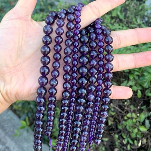 90pcs Adabele Natural Purple Amethyst Crystal Healing Gemstone 4mm (0.16 inch) Small Round Beads Gem Stone Spacer for DIY Craft Jewelry Making GY19-4 - color: Grade a Amethyst, size: 4mm (90pcs/1 Strand)