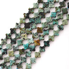 8mm Natural African Turquoise Gemstone Faceted Clovers Beads Four-Leaf Spacer Loose Beads for DIY Jewelry Making Beads - color: African Turquoise