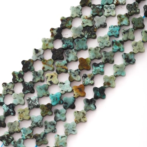 8mm Natural African Turquoise Gemstone Faceted Clovers Beads Four-Leaf Spacer Loose Beads for DIY Jewelry Making Beads - color: African Turquoise