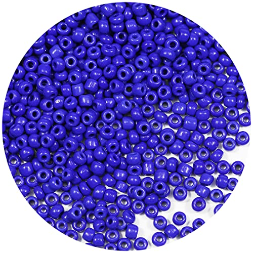 Bala&Fillic Opaque Dark Blue Color 4mm Seed Beads About 1200pcs/100Grams in Bag, 6/0 Glass Craft Beads for Making Bracelet and Necklace (Dark Blue -4mm) - color: Dark Blue -4mm