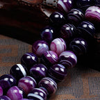 92Pcs Natural Crystal Beads Stone 4mm Purple Stripe Onyx Agates Gemstone Round Loose Energy Healing Beads for Bracelet Necklace Earrings Jewelry Making - color: Purple, size: 4MM
