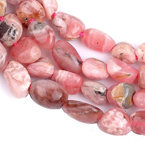 HAAMIIQII Natural Argentina Rhodochrosite Pebble Stone 5-8mm Small Irregular Freeform Tumbled Loose Gemstone Beads for Jewelry Making Strand 15 Inch (45-50pcs) - color: Argentina Rhodochrosite
