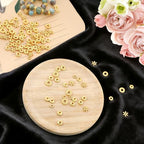 300 Pcs Gold Spacer Beads for Jewelry Making, 6 Styles Zinc Alloy Gold Beads for Bracelets Include Flower Snowflake Donut Bicone Decorative Gold Bracelet Bead for Craft DIY Necklace Earring Supplies