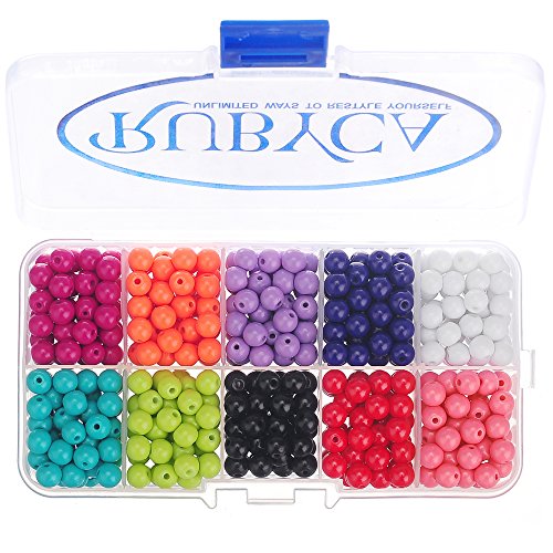 RUBYCA Opaque Painted Druk Czech Glass Beads for Jewelry Making 6mm, Mixed Colors w/Container Box - color: Opaque Mixed Colors #1, size: 6mm