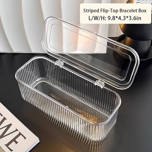 1 Pack Acrylic Bracelet Jewelry Storage Box with 12 Portable Anti Tarnish Organizers for Earrings/ring/necklace (Clear)