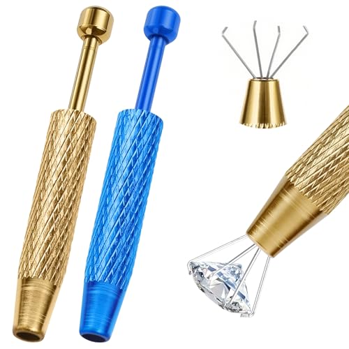2PCS Piercing Ball Grabber Tool, 4-Claw Stainless Steel Jeweler Pick Up Tools,Septum Ball Screw Tool for Piercing Changing/Holder,Earring Pearl Grabber for Jewelry/Electronic Components - color: 1pc Yellow, 1pc Blue