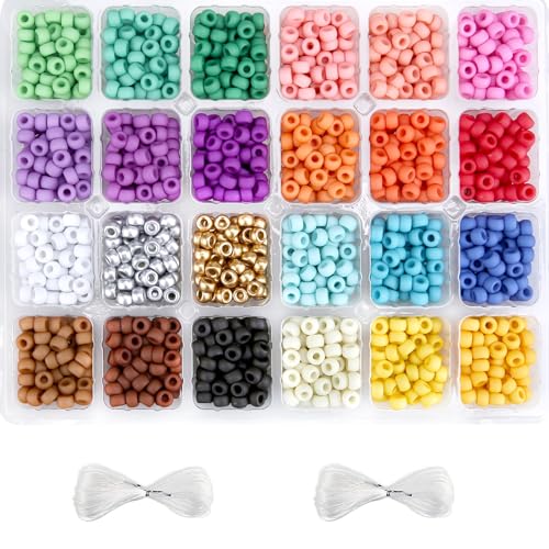 Greentime Pony Beads kit, 2800 PCS Opaque Matte Bead for Bracelets Crafts Kandi Beads Hair Bead for Braids Frosted Beading Kit for Bracelet Making Friendship Necklace DIY Crafts (9MM 24colors) - color: Rainbow 24 colors frosted style