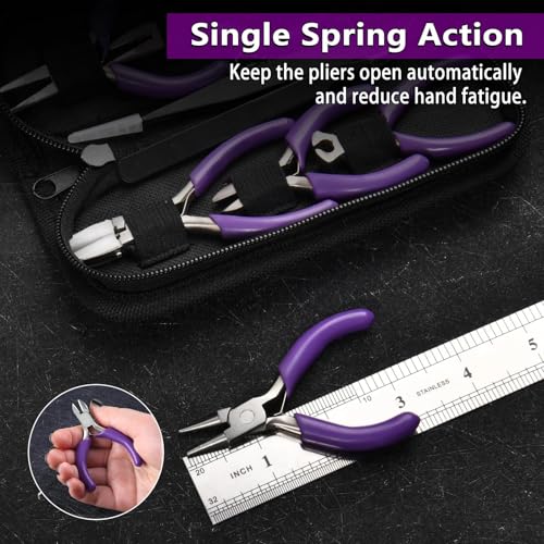 SPEEDWOX 6pc Mini Jewelry Pliers Set - Double Nose (Round, Long), Flat Jaw, End Cutting, Diagonal & Bent Nose Pliers, Jump Ring Opener - style: 6PCS A Set