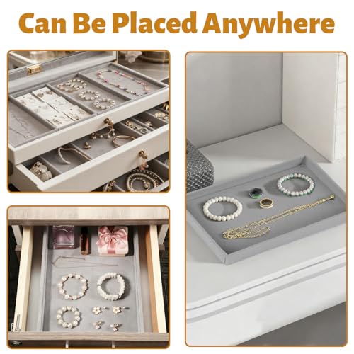 12 Pcs Velvet Jewelry Tray, Blank Stackable Drawers Organizer, Jewelry Display Tray for Beads Bracelets Necklaces Earrings Storage (Gray) - color: Gray