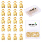 BEADIA 14K Gold Plated End Caps Non Tarnish 3x6mm 200pcs for Jewelry Making Findings - color: End Caps 14K Gold, size: 3x6mm