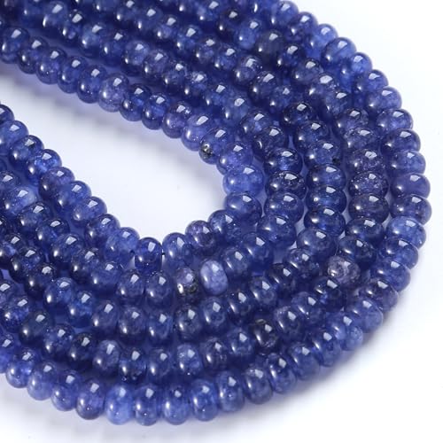 76pcs 5x8mm Natural Blue Purple Jade Stone Rondelle Spacer Loose Beads Abacus Disk Stone Round Loose Gemstone Beads for Jewelry Making DIY Bracelet Necklace - color: Blue Purple Jade Stone