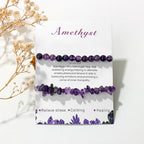 Healing Crystal Bracelets for Women 2 PCS 6mm Natural Stone Bracelet Stretch Crystal Beaded Bracelets Handmade Gemstone Bracelet Jewelry Gifts Christmas Gifts for Women Girls - style: amethyst