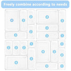 Clear Drawer Organizer Set, 4 Sizes Desk Drawer Divider Organizers Storage Bins for Bathroom,Kitchen,Office,Vanity Organizers Tray for Jewelry (15PACK) - size: 15PACK