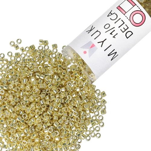 Miyuki Delica Seed Beads – Size 11/0 (1.6 mm), DB0412, Galvanized Yellow Dyed, 7.2 g, Approx. 1440 Beads, Made in Japan - color: DB0412 - Galvanized Yellow Dyed