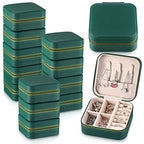 Yinkin 12 Pcs Mini Travel Jewelry Case Bridesmaid Proposal Gift Boxes, Small PU Leather Earring Organizer, Bulk Travel Accessories Portable Jewelry Holder(Green) - color: Green