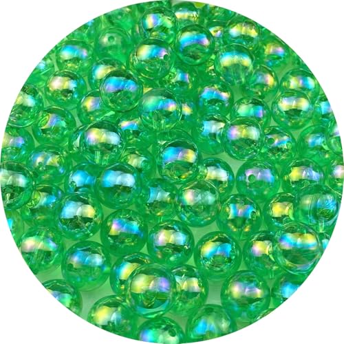 Jmassyang 100 Pieces 12mm Glossy Acrylic Round Beads AB Color Spacer Bubble Bead Plastic Crafts Bead for DIY Necklaces Bracelets Earrings Jewelry Making (Green AB) - color: Green AB, size: 12mm