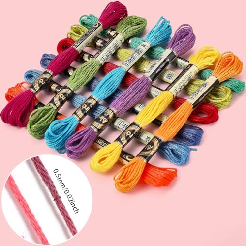 12 Skeins Colorful Embroidery Thread Variegated Floss 6 Strands Rainbow Cross Stitch Friendship Bracelet String Polyester Threads for Jewelry Making Sewing Bracelet Knit Stitching Crafts Diy - color: Colorful