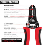 10-22 AWG Wire Stripper Cutter, Multifunctional Multi-Size Wire Stripping Tool, Manganese Steel, Non-Slip Handle Design and Superb Craftsmanship