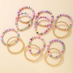 12pcs Friendship Bracelets Beaded Bracelets Heishi Bracelet Cute Bracelets Stack Vinyl Clay Disc Bead Surfer Stretch Summer Beach Bracelets For Women Preppy Bracelets - color: B-2 color