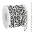 UMAOKANG 6.6 Feet Jewelry Chain for Jewelry Making Stainless Steel Chains Bulk for Men and Women Necklace DIY Jewelry Making Chain Roll - color: Cable (Steel)